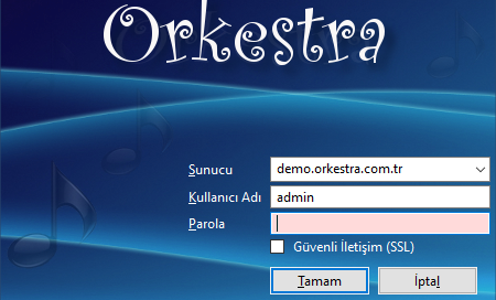 Orkestra Kullanıcı Giriş Ekranı
