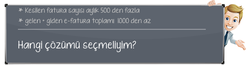 Gelen+Giden E-Fatura sayısı 1000 den az - 500 den fazla